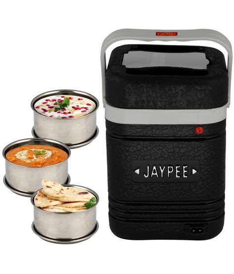 jaypee snap steel lunch box|Snap Stainless Steel Lunch Box, 700 ml, 3 Piece, Black (Black).